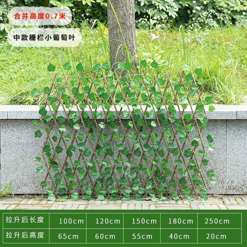 Simulation Fence Garden Plant Fence Wooden Garden Decoration Retractable Trellis with Artificial Leaves Retractable Trellis Fence6