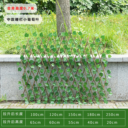 Simulation Fence Garden Plant Fence Wooden Garden Decoration Retractable Trellis with Artificial Leaves Retractable Trellis Fence6