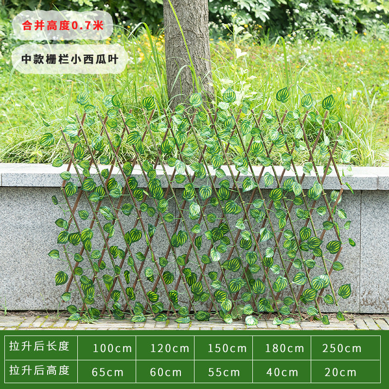 Simulation Fence Garden Plant Fence Wooden Garden Decoration Retractable Trellis with Artificial Leaves Retractable Trellis Fence4