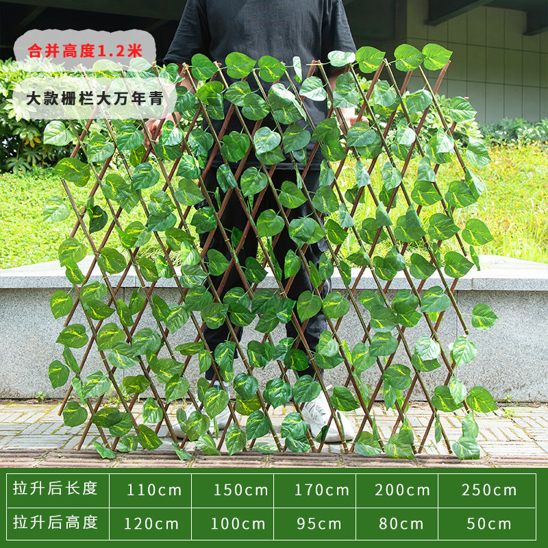 Simulation Fence Garden Plant Fence Wooden Garden Decoration Retractable Trellis with Artificial Leaves Retractable Trellis Fence7