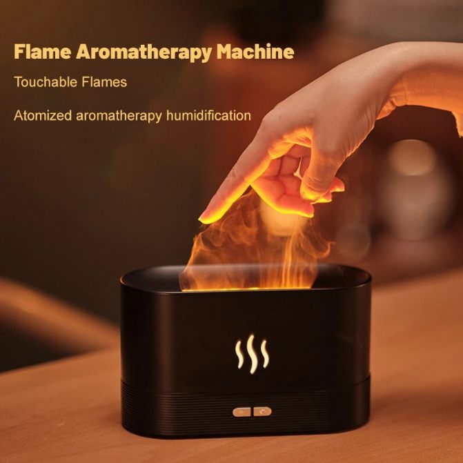 Perfume Humidifier Ultrasonic Air Humidifier With LED Lighting Simulation Colourful Flame Fragrance Machine1