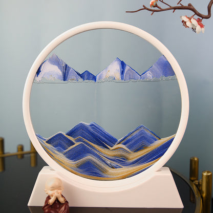 3D Landscape Quicksand Painting Round Glass Craft Hourglass Creative Gift Decorations Living Room Relax Desktop Home Office Work Decoration