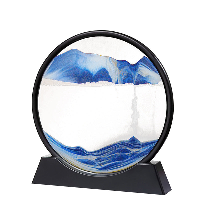 3D Landscape Quicksand Painting Round Glass Craft Hourglass Creative Gift Decorations Living Room Relax Desktop Home Office Work Decoration